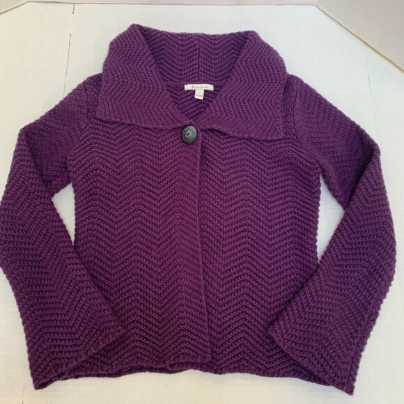 JM Collection Sweaters - JM Collection Womens Size Small Deep Purple One Button Cardigan Sweater